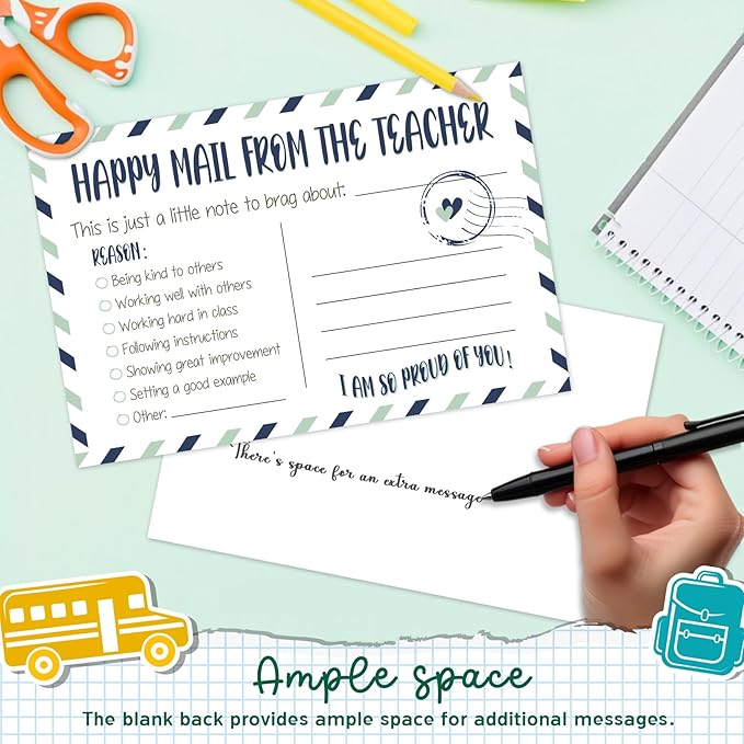 LOVEDMORE Happy Mail from Teacher to Students Incentive Cards, Teacher Mail for Elementary Classroom Rewards