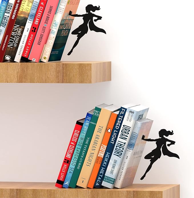Artori Design Book Ends to Hold Books Heavy Duty - Hidden Metal Bookends for Shelves Desk - Bookend Book Holder for Home Decorative - Gift for Book End Lovers and Home Décor (Supergal - Set of 2)