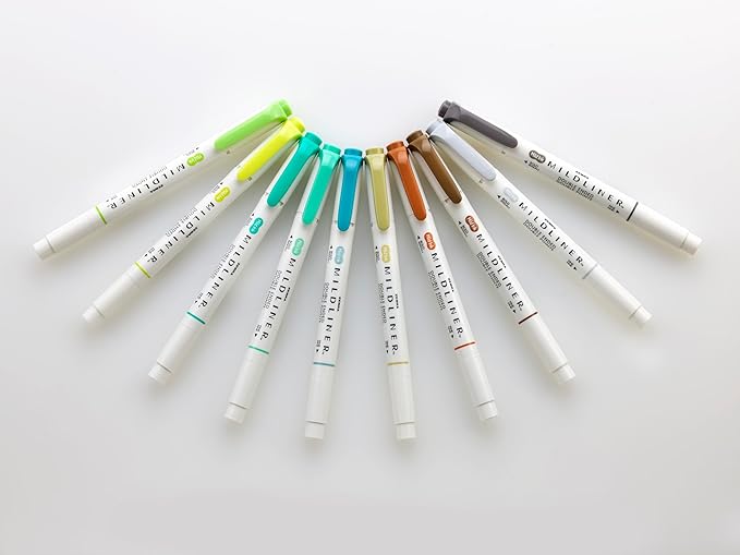 Zebra Pen Mildliner Double-Ended Highlighter Set, Broad and Fine Point Tips, Ideal for Bible Highlighting, No Bleed, Assorted Rainforest Ink Colors, 10-Pack (78401)