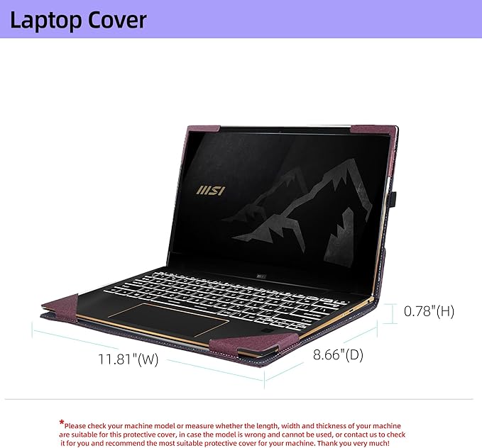 Laptop Cover for MSI Summit E13 Flip Evo Professional Laptop A11MT-022 /Summit E13 Flip Evo A12M / E13 FlipEvo A13MT 13" PU Leather Inside Pocket Cover (Wine red)