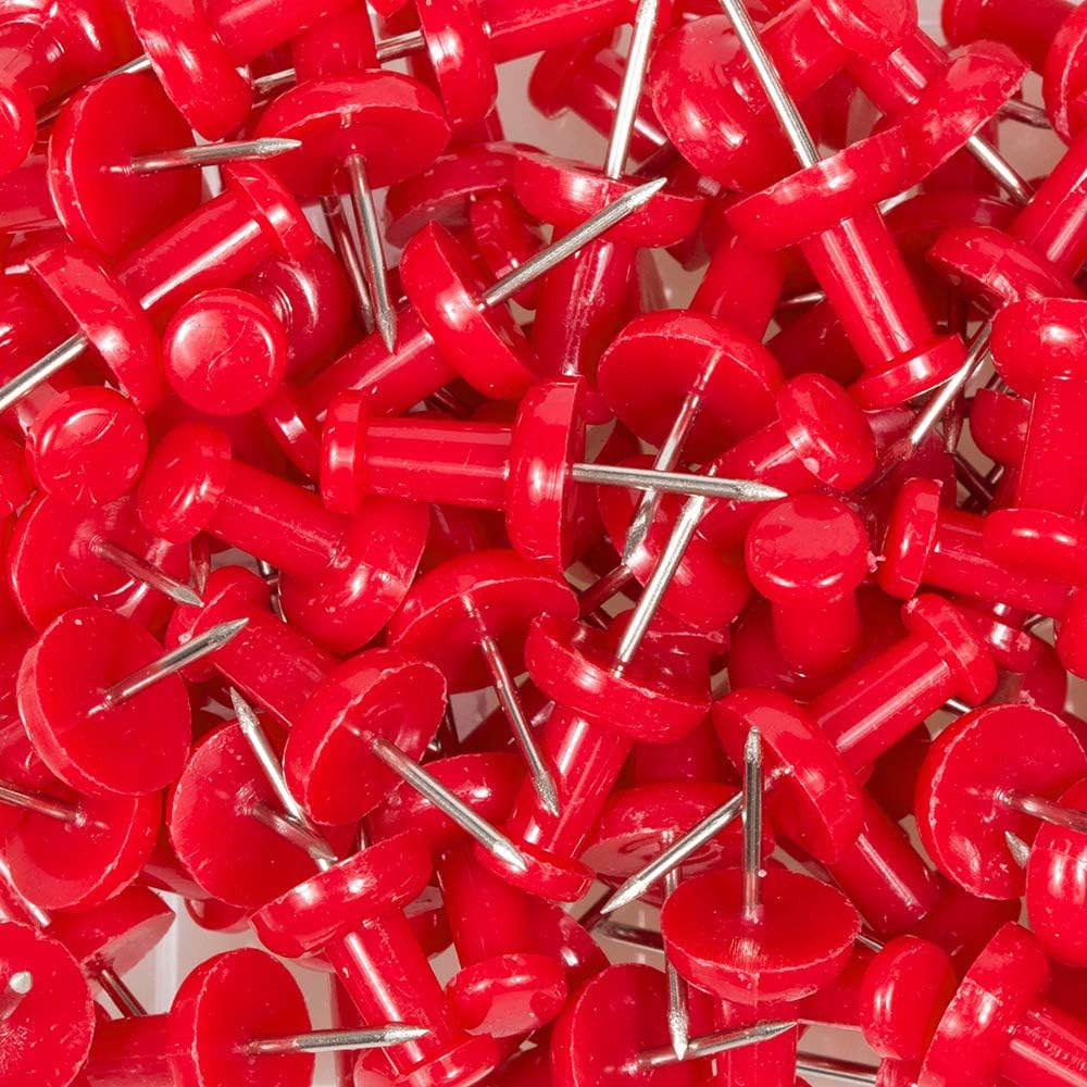 JAM PAPER Colorful Push Pins - Red Pushpins - 100/Pack