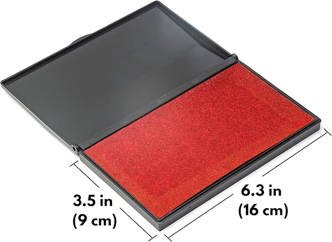 Ink Pad for Rubber Stamps, Stamp Pad for Clear Impression Stamping, Quality Felt Pad Black Ink, Red Ink, Blue Ink (Red, L (3.5 * 6.3))