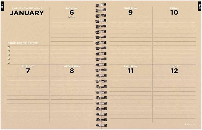 TF PUBLISHING 2025 Big Wave Medium Weekly Monthly Planner Case of 32 - Goals & Task Trackers - Planner Monthly and Weekly with Organizer Stickers - 12 Month Calendar Planner - 6.5" x 8"