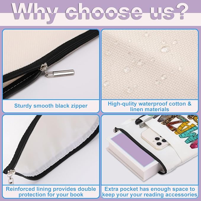 Inspirational Western Faith Christian Gifts Book Sleeve Book Cover Religious Cowgirl Accessories for Women Friend Mom Friendship Christmas Birthday Book Lovers Gifts Book Protector with Zipper