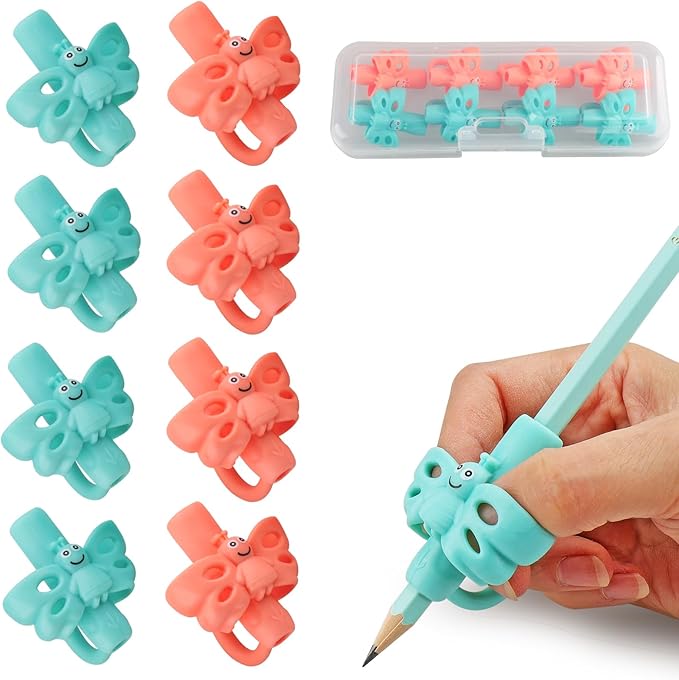 JuneLsy Butterfly Three-Finger Pencil Grips Kids Handwriting Pencil Gripper Pencil Holder Posture Correction Training Writing AIDS for preschooler Kids Toddler 3-7Year (8PCS)