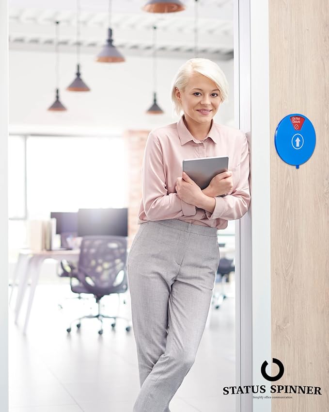 Out Of Office Sign for Door, 6 Options Status Private Sign, In a Meeting, Do Not Disturb, Working Remotely, In Out Sign Available and Away