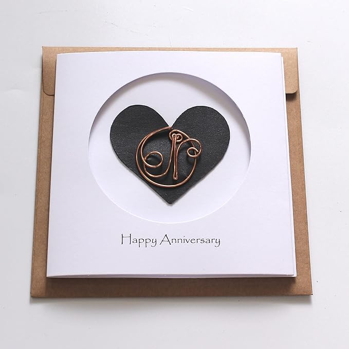 Personalised Initial Birthday Card, Copper Initial, Happy Birthday, Birthday Card, Card for Her, Gift for Her (N)