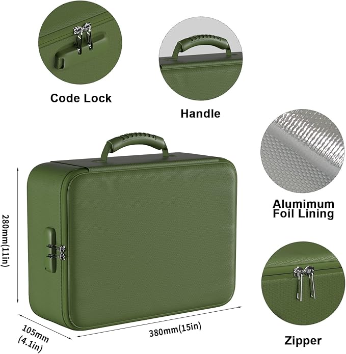 DocSafe 5200°F Document Organizer with Lock,Upgraded Heat Insulated Fireproof&Waterproof Box 8 Layers File Organizer,Portable Home Travel Safe Storage for Important Documents, Files,Green (Soft)