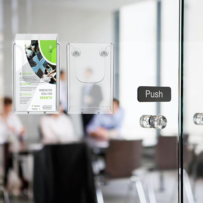 zavekia Brochure Holder, 4 x 6 Inches Brochure Holder Wall Mount Literature Holder Clear Flyer Holder Wall Mounted (1 pack)