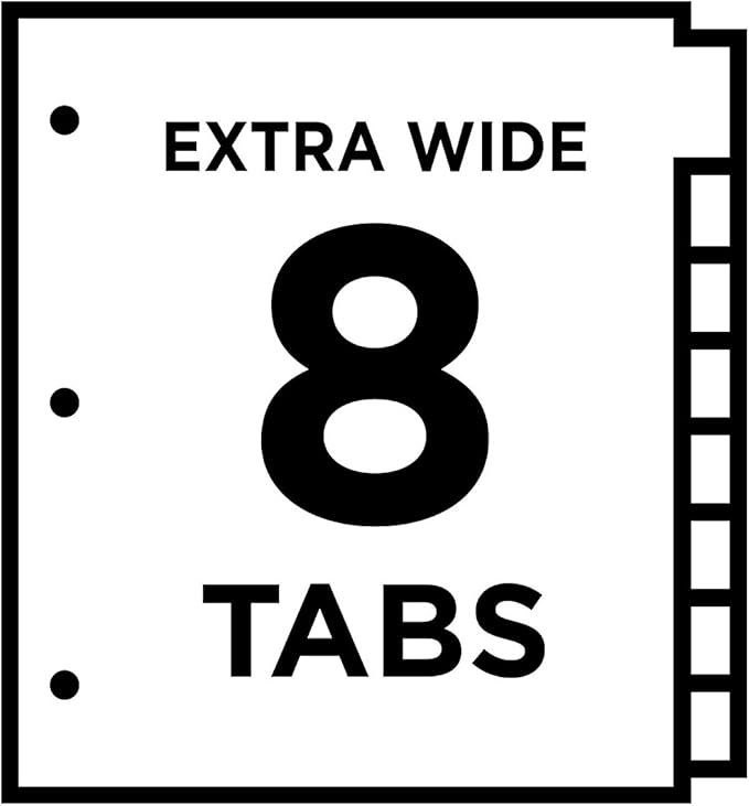Avery Big Tab Insertable Extra Wide Dividers, 8 Multicolor Tabs, 1 Set (11222)