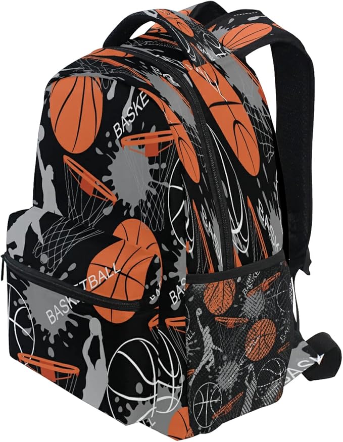 AUUXVA Sport Man Basketball School Backpack for Girls Boys Kids Laptop Backpack Travel Camping Daypack Medium