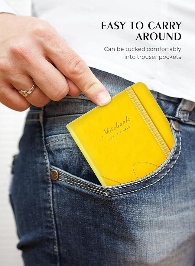 AISBUGUR Pocket Notebook, Small Notebook, 2-Pack Total 320 Pages,3.7" x 5.7" Pocket Notebook (2 Pack, Yellow)