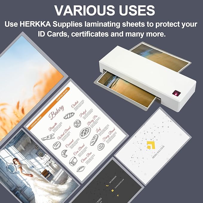 HERKKA 600 Pack Laminating Sheets, Holds 8.5 x 11 Inch Sheets, 3 Mil Clear Thermal Laminating Pouches 9 x 11.5 Inch Lamination Sheet Paper for Laminator, Round Corner Letter Size