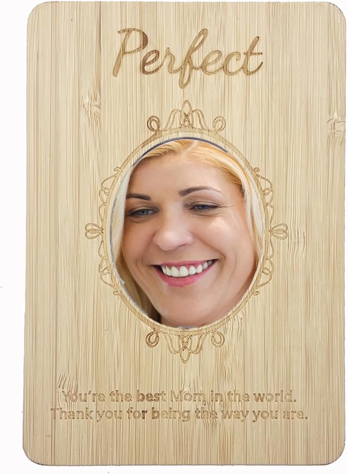 Mothers Day Cards,Handmade Bamboo Greeting Cards,Wooden Thankyou Card,Mother's day Card for Mom,Mum,Mirror