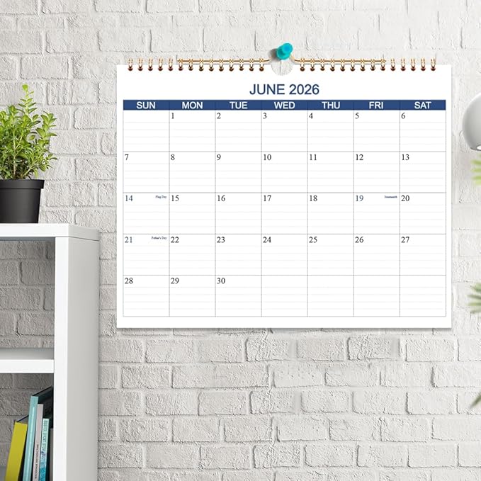 Calendar 2025-2026 - Wall Calendar Runs Jan 2025 to June 2026-18 Months Calendar Planner with Thick Paper for Planning and Organizing for Home or Office, Blue Hanging Calendar, 8.5 x 11 Inches