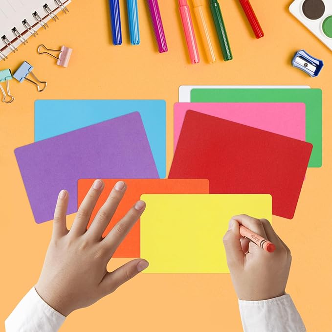 120 Pcs Dry Erase Index Cards Notecards Blank Reusable Flash Cards Sheets Game Cards Study Business Note Cards for School Office Housework Taking To Do List (Rainbow, 4×6 Inch)