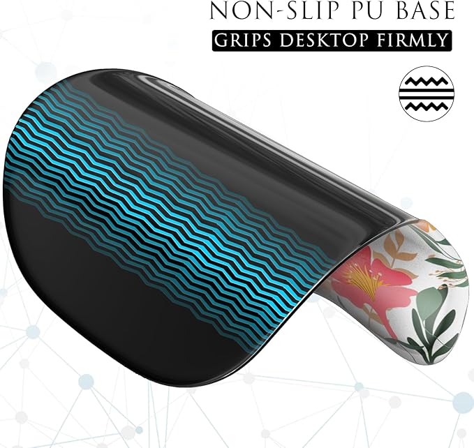 MROCO Ergonomic Mouse Pad with Gel Wrist Rest, Comfortable Mousepad with Smooth Wrist Support Surface and Non-Slip PU Base for Pain Relief, Computer, Laptop, Office & Home, 9.4 x 8.1 in, White Flower