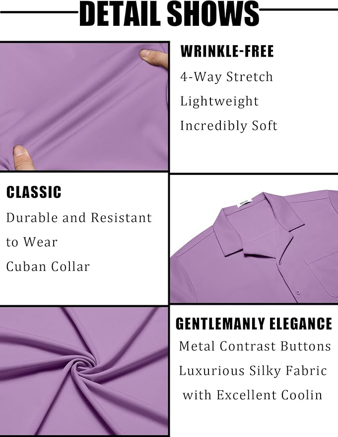 COOFANDY Men's Casual Cuban Guayabera Shirt Short Sleeve Button Down Shirts Summer Beach Shirts Vocation Vintage Shirts