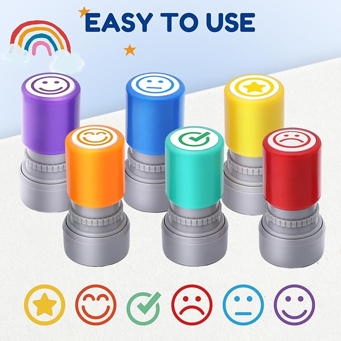 6-Piece Set of Rating Stamps-Teacher Stamps for Classroom Teacher Stamps for Grading Teacher Stamp Self Inking Stamp Teacher Gifts