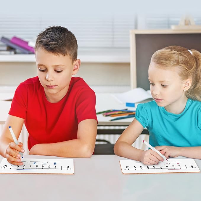 SCRIBBLEDO Dry Erase Number Line Board 4”x12” Inch Lapboard Double Sided White Board Featuring 0-10 Number Line On One Side 0-20 On The Other for Students Desk Whiteboard Math Manipulatives