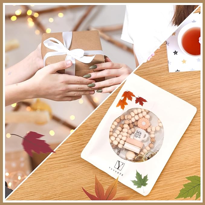 Teacher Lanyard, Cute Lanyards for Id Badges Keys, Retractable Natural Wooden Beaded Lanyard for Women