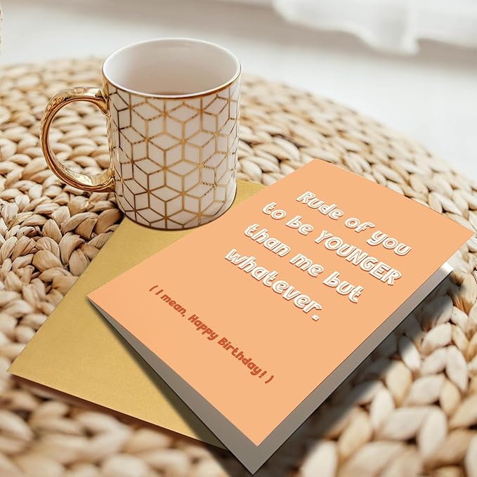 Chenive Funny Birthday Card for Friend Sister Brother, Humorous Birthday Card for Husband Wife, Happy Birthday Card for Men Women, Younger Than Me But Whatever
