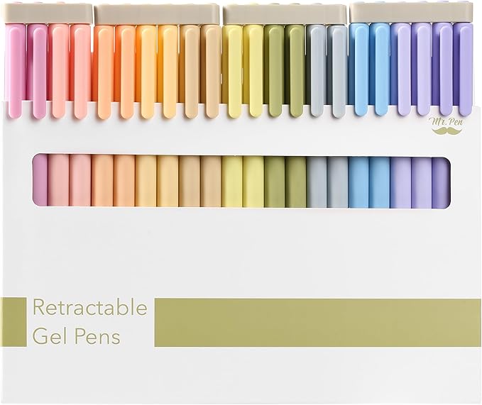 Mr. Pen- Retractable Gel Pens, 22 Pack, Black Ink, Mild Barrel Gel Pens, Gel Pens Fine Point 0.7mm, Retractable Pens, Cute Pens, Gel Ink Pens, Aesthetic Pens for Journaling Fine Tip Pens