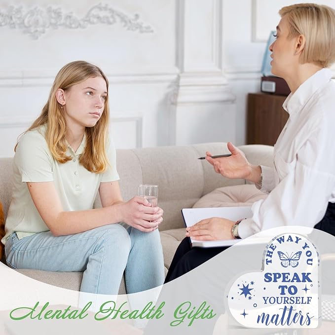 Mental Health Gift, Mental Health Decor, Inspirational Gift Positive Saying, Therapy Office Decor, Positive Self Talk, School Counselor Sign, Psychology Therapy Gift for Therapist Office