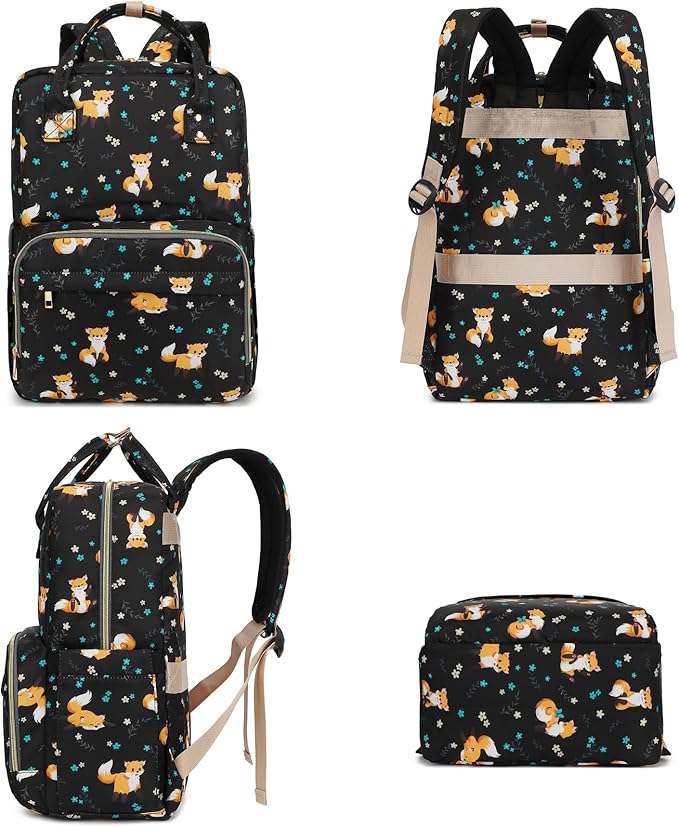 Fox Laptop Backpack College Bookbag School Backpack for Women Girls, Travel Backpack 15.6 Inch Computer Backpacks