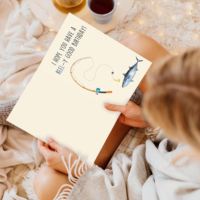 Funny Fishing Pun Birthday Card for Him,Her, Funny Birthday Card Gift for Men, Momen – 'I Hope You Have a REEL-y Good Birthday! ' – Perfect for Fishing Lovers