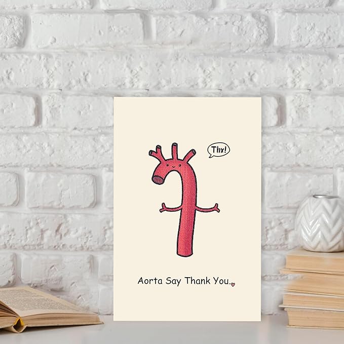 Funny Thank You Card for Doctor Nurse Medical, Humorous Thank You Gifts for Women Men, Cute Aorta Card, Aorta Say Thank You Card