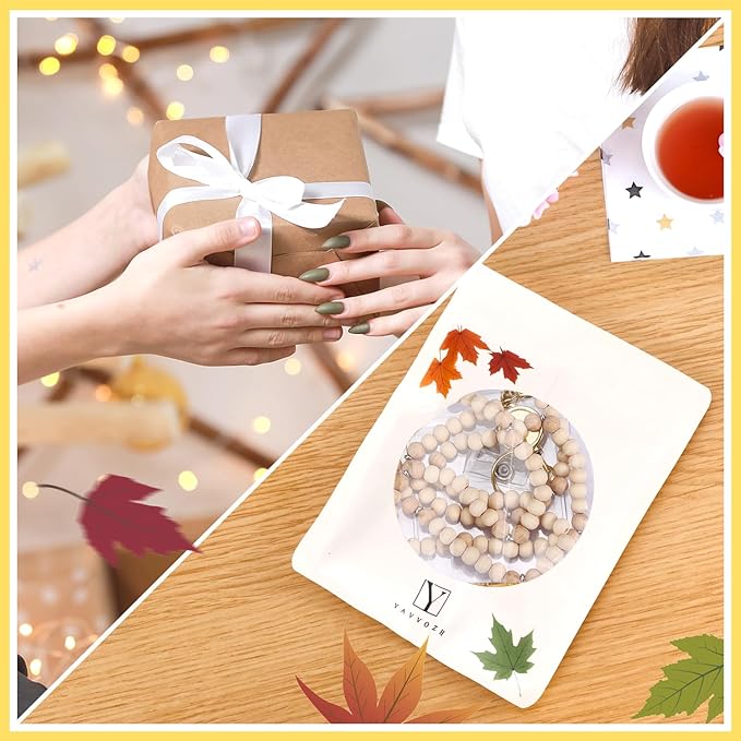 Teacher Lanyard with Id Holder, Cute Lanyards for Id Badges Keys, Retractable Natural Wooden Beaded Lanyard for Women, Gold Teach