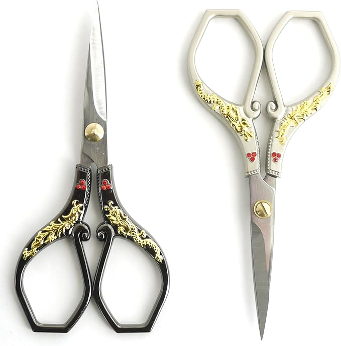 JubileeYarn Gold Dragon Relief w/Red Crystals Embroidery Craft Scissors - Silver - 1 Scissor