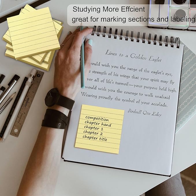 48 Pack 1920 Sheets Pop Up Sticky Notes Lined 3x3 inch Self-Stick Notes Pads Post Lined Sticky Note Pads Accordion Pop Up Notes Refill for Dispenser Home Office School, 80 Sheets/pad (Yellow)