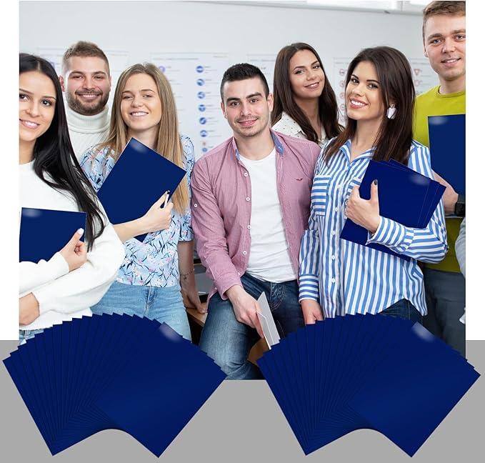 Jutom 50 Pcs 2 Pocket Glossy Paper Folders Glossy Paper Laminated Portfolios, Letter Size, Presentation Folders with Pockets for Office Teacher Worker Supplies(Blue Color)