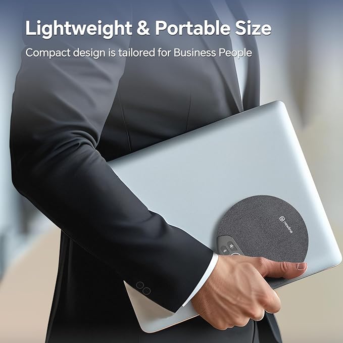 Conference Speaker and Microphone, 4 AI Mics 360° Voice Pickup, Plug & Play, Bluetooth Speakerphone w/dongle, Wireless Daisy Chaining, Noise Reduction, for Meeting, Home Office, NewPie 91