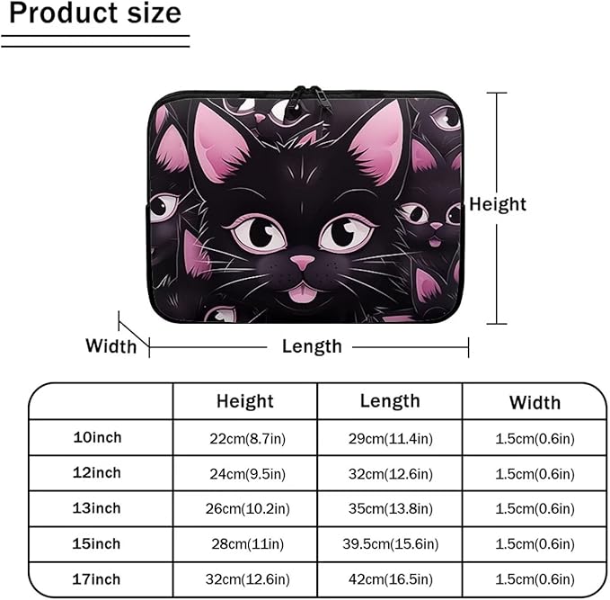 Black Cat Printed Laptop Briefcase for Women Men, Waterproof 12 Inch Laptop Bag Messenger Bag Lightweight Laptop Case for Office Business Traveling Daily Use, Gift for Father
