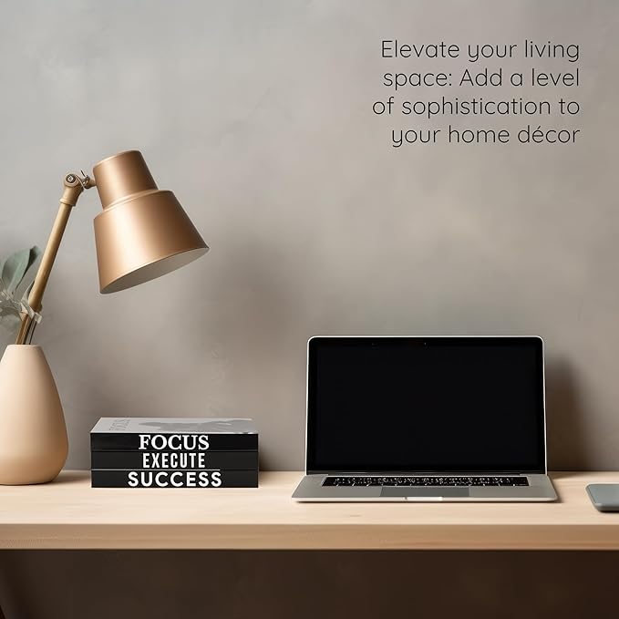 Motivational Desk Décor Set of 3 Decorative Books for Modern Home Office Decor Shelf Aesthetic Black & White Faux/Fake Books for Decoration Minimalist Book Box for Coffee Table Bookshelf TV Stand