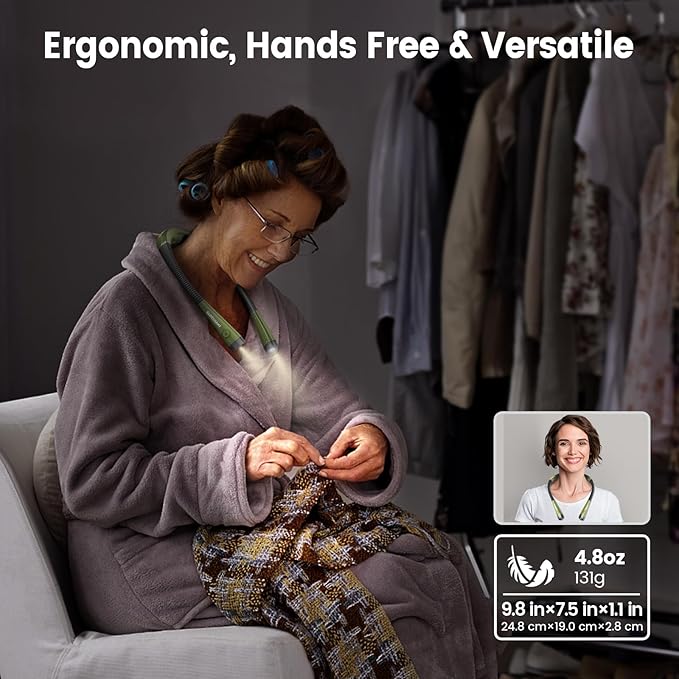 Glocusent Book Light, 3-Color & 6-Brightness Reading Light, Bendable Neck Light, 80-hr Lasting Rechargeable Lamp, Perfect Book Light for Reading in Bed, Knitting, Camping, Repairs(Green)