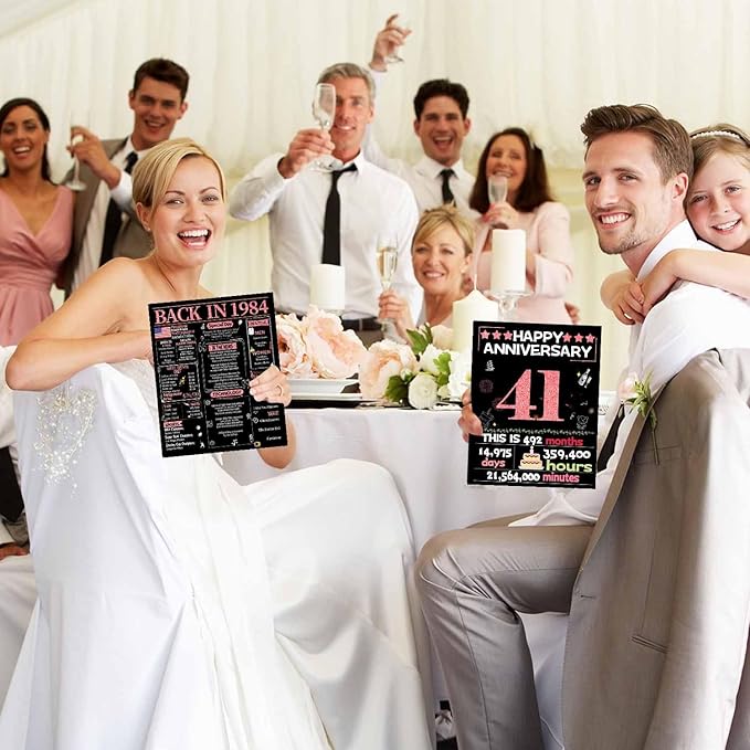 Joycard 41st Anniversary Card for Women, Wedding Card for Wife, Sweet Marriage Decorations Gifts for Couple, Perfect for Her on Anniversary Day, Back in 1984