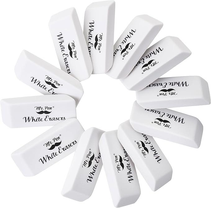 Mr. Pen- White Pencil Eraser, 36 Pack, Block Erasers for Pencils, Mr Pen Erasers for School, Large Eraser