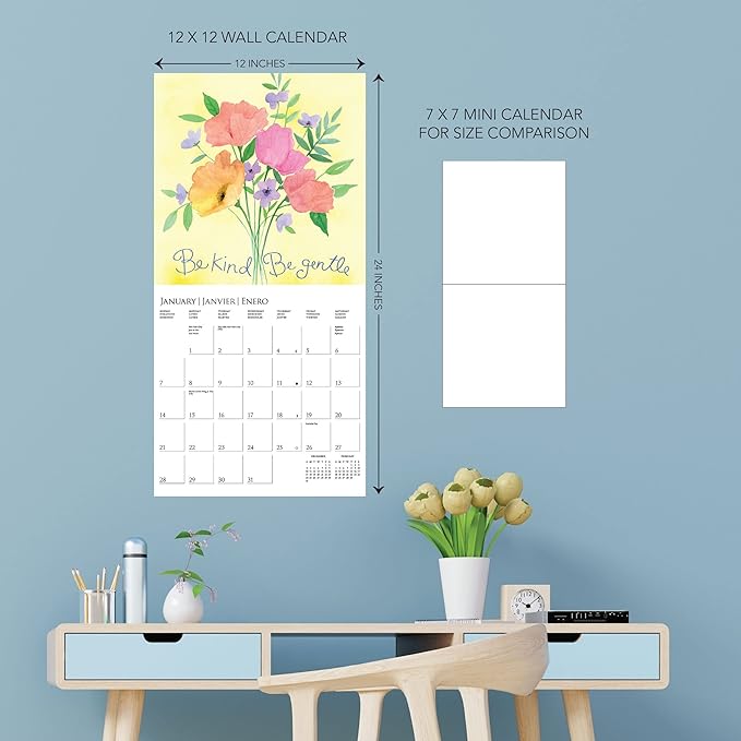 Graphique 2024 Live Love Laugh Wall Calendar | 12” x 12” | Thick Paper | Home & Office Organizer | Large Monthly Grid | 3 Languages & Marked Holidays | 4 Month Preview Page for 2025