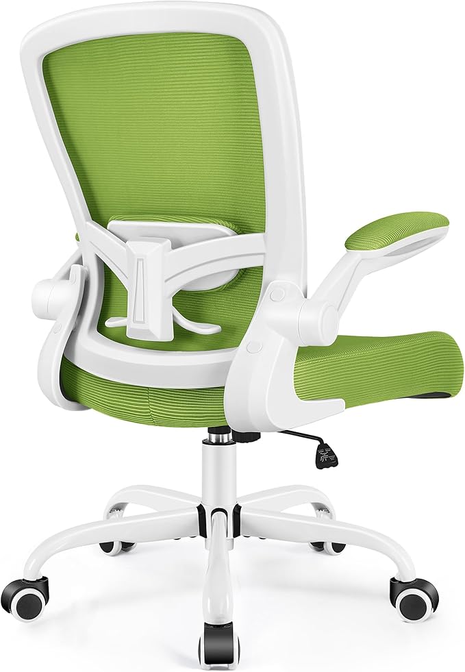 Office Chair, FelixKing Ergonomic Desk Chair Breathable Mesh Chair with Adjustable High Back Lumbar Support Flip-up Armrests, Executive Rolling Swivel Comfy Task Computer Chair for Home Office (Green)