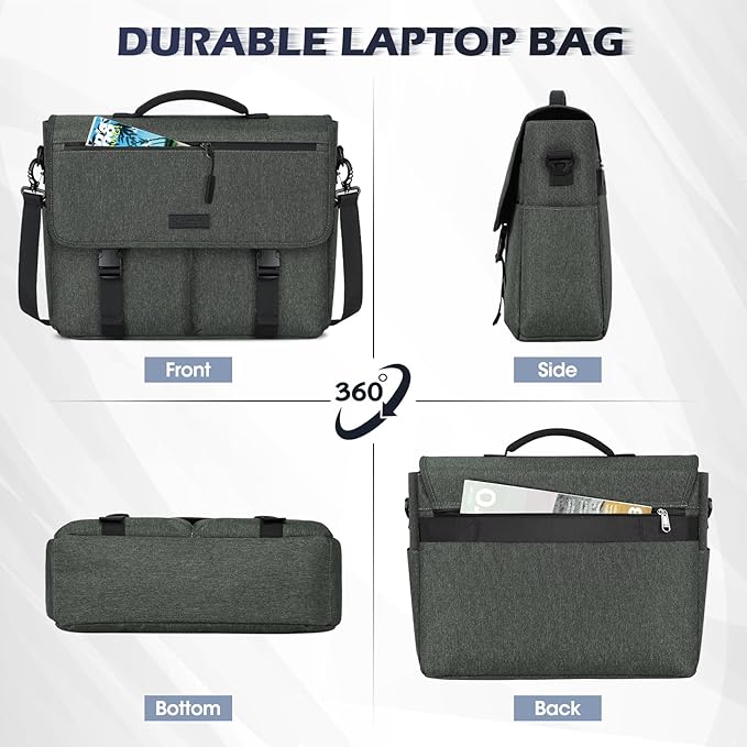 NEWHEY Messenger Bag Laptop Briefcases for Men 15.6 Inch Laptop Bag Water-resistant Computer Bag Lightweight Shoulder Handbag Satchel Bags for Work Business Travel College,Grey