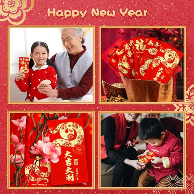 Chinese New Year Red Envelopes, Red Envelopes, 36 PCS Snake Red Envelopes 2025, Snake Year Red Envelopes, 春节红包, Hong Bao, Lucky Money Envelopes Red Pocket For 2025 New Years Eve Party Spring Festival