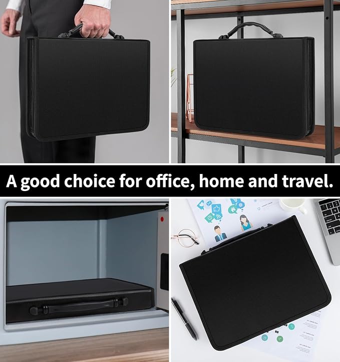 Accordion File Organizer,13 Pockets Important Document Organizer with Life Binder,Fireproof Expanding File Folder,Portable Binder Organizer with Handle,With 5 Binder Pockets and Labels for Business