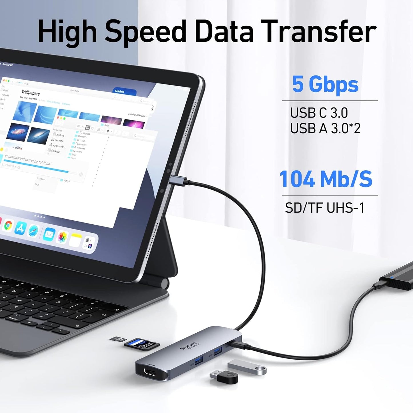 USB C Docking Station Dual HDMI Monitor, USB C to Dual HDMI Adapter with 2HDMI Ports, PD Charging, SD/TF, USB A&C 3.0 Ports, Laptop Docking Station for Dell XPS/HP/Lenovo/Surface/Yoga etc
