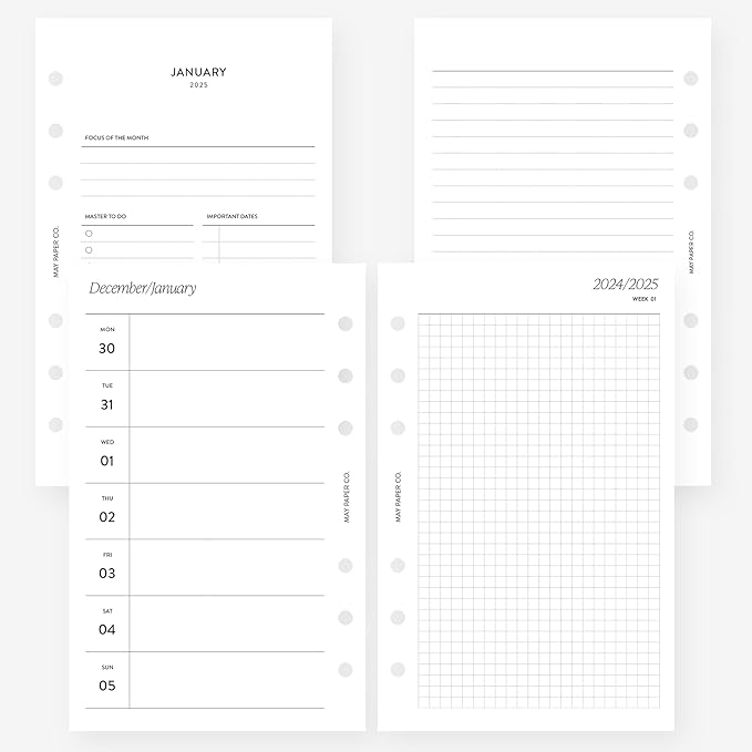 2025 Franklin Covey Compact Weekly Planner Insert (4.25" x 6.75") 6 ringed agendas (Weekly with Grid)