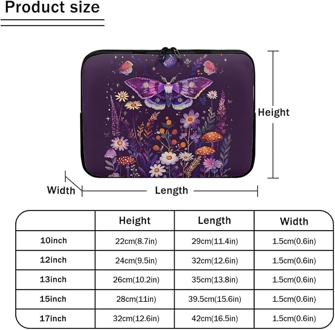 Butterfly Flower Laptop Protective Sleeve for Women Teen Girls 10 inch Laptop Covers with Large Capacity Lap Top Case Lightweight Computer Sleeve Bag Suitable Gifts for Holidays