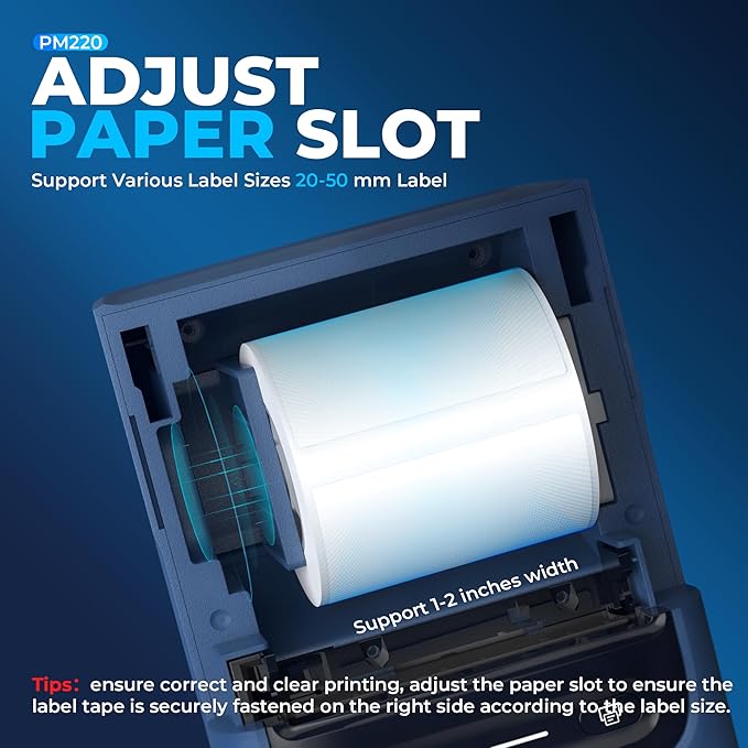 Nelko Label Maker Machine with Tape, PM220 Bluetooth Label Printer, 2 Inch Portable Thermal Printer for Small Business, Logo, Clothing, Sticker Printer for Phones & PC, with 3 Labels, Deep Blue